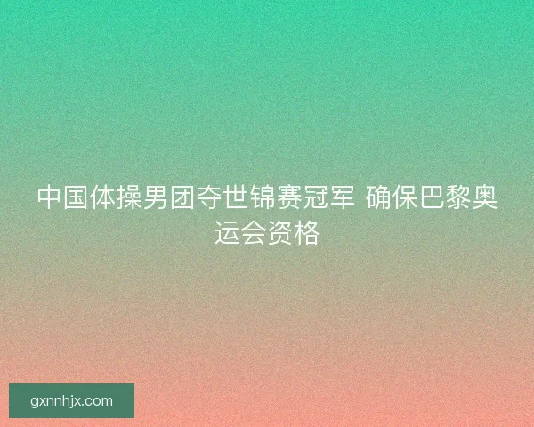 中国体操男团夺世锦赛冠军 确保巴黎奥运会资格